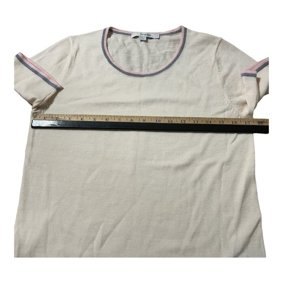 Boden Wool Sweater Womens Short Sleeve Pink Gray Minimalist Classic Top US 8 - Picture 9 of 14